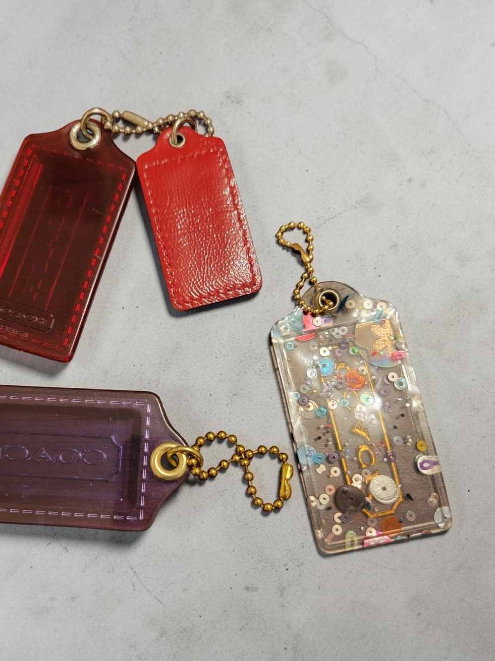 Coach Poppy Multicolor Acrylic, Red & Purple Leather Hang Tag Bundle - Picture 2 of 2